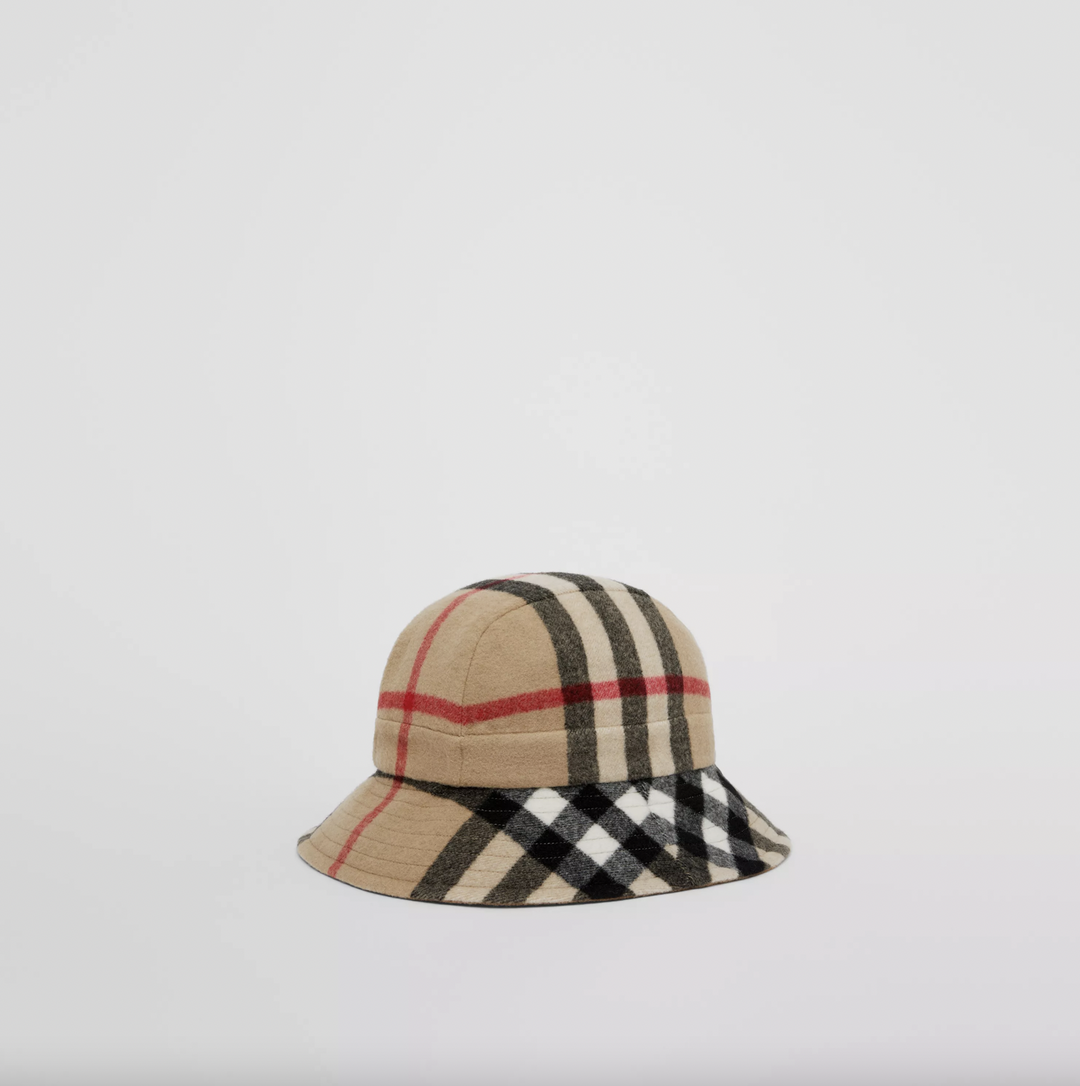 Exaggerated Check Wool Bucket Hat