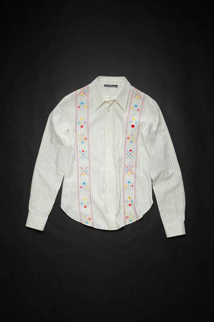 ACNE STUDIOS - Embroidered Button-Up Shirt - White/Green - Dale