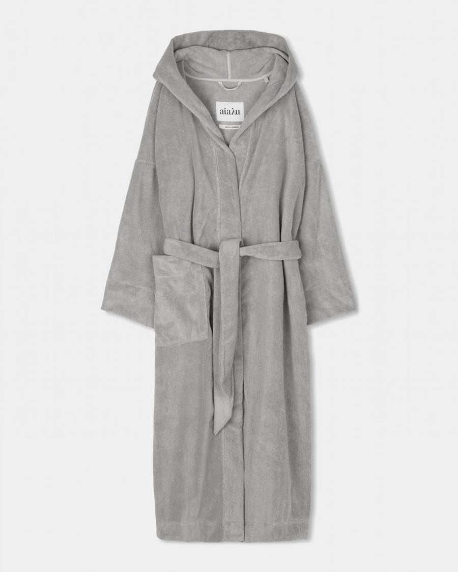 HOODED BATHROBE TERRY - DRIED LINEN - Dale