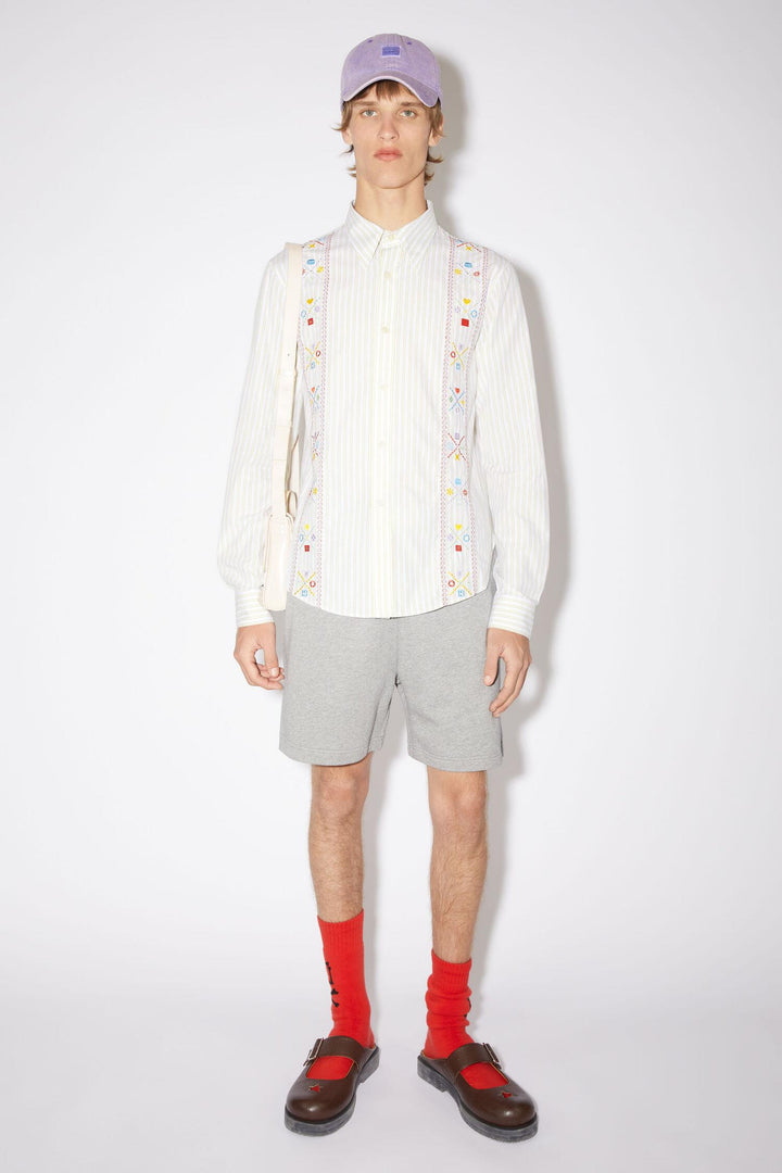 ACNE STUDIOS - Embroidered Button-Up Shirt - White/Green - Dale