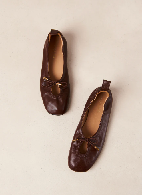 ALOHAS - Rosalind Brown Leather Ballet Flats - Dale