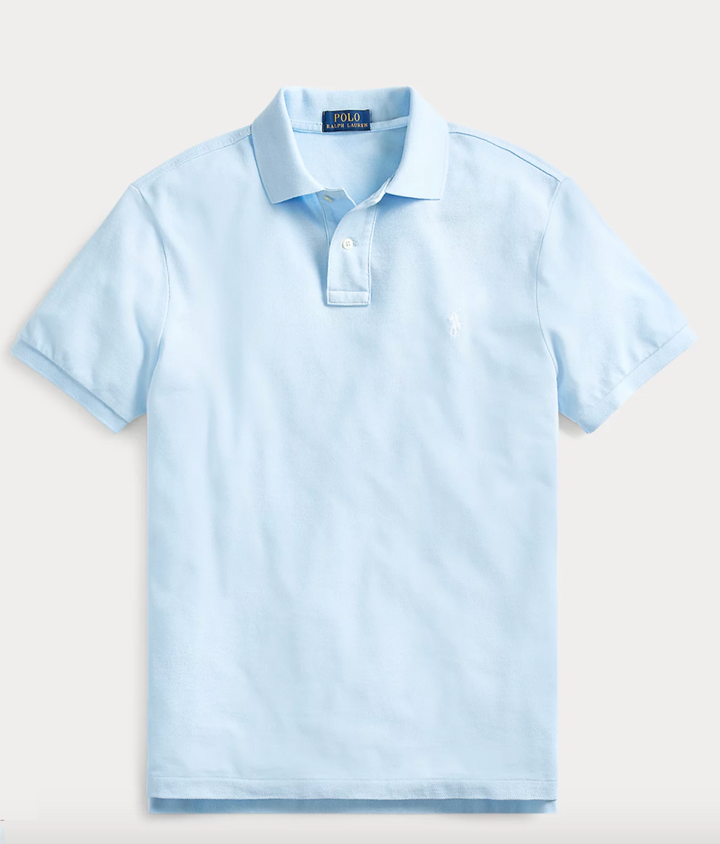 Custom Slim Fit Mesh Polo Shirt - Office Blue