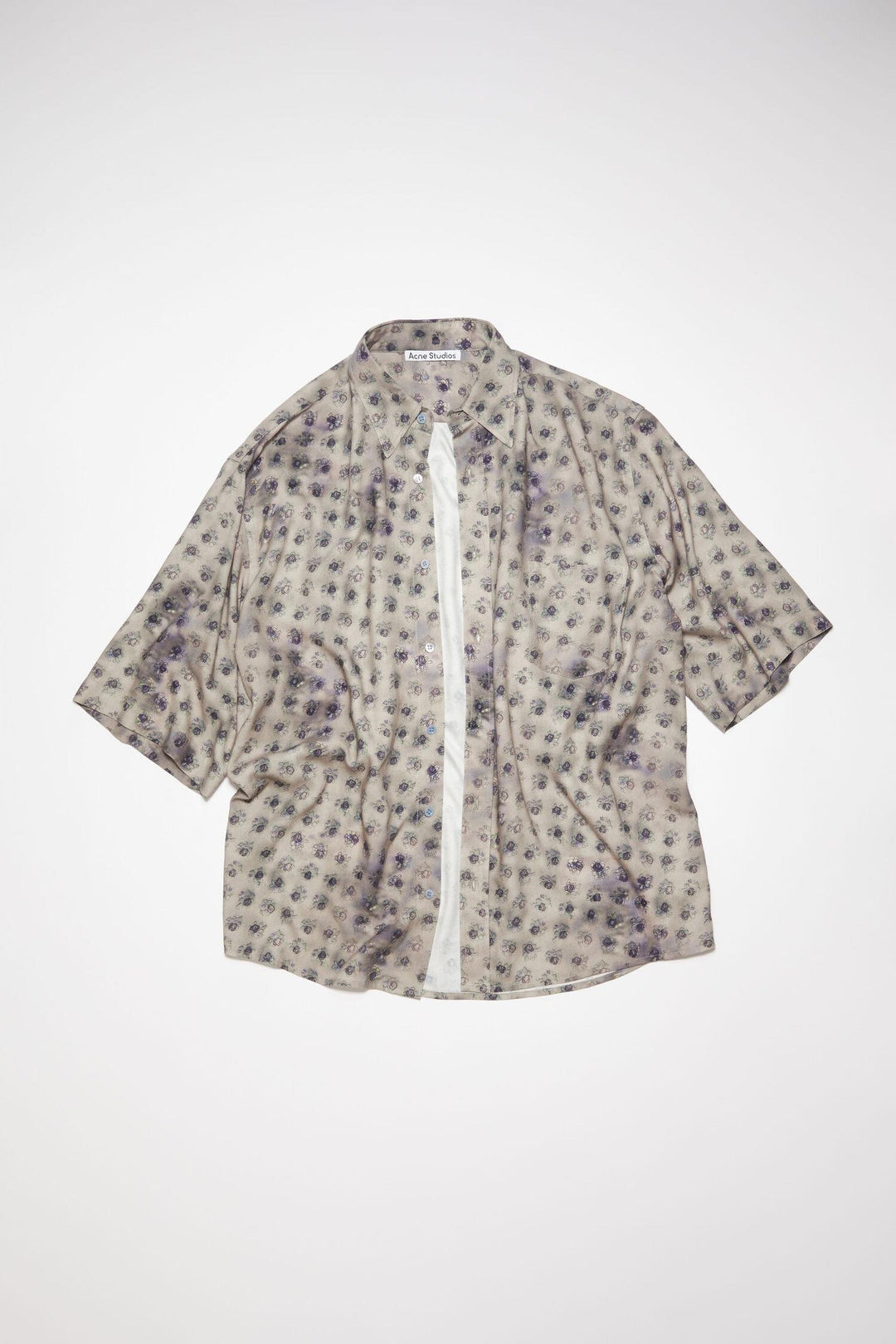 ACNE STUDIOS - Short Sleeve Button-Up Shirt - GREY/DARK BLUE - Dale