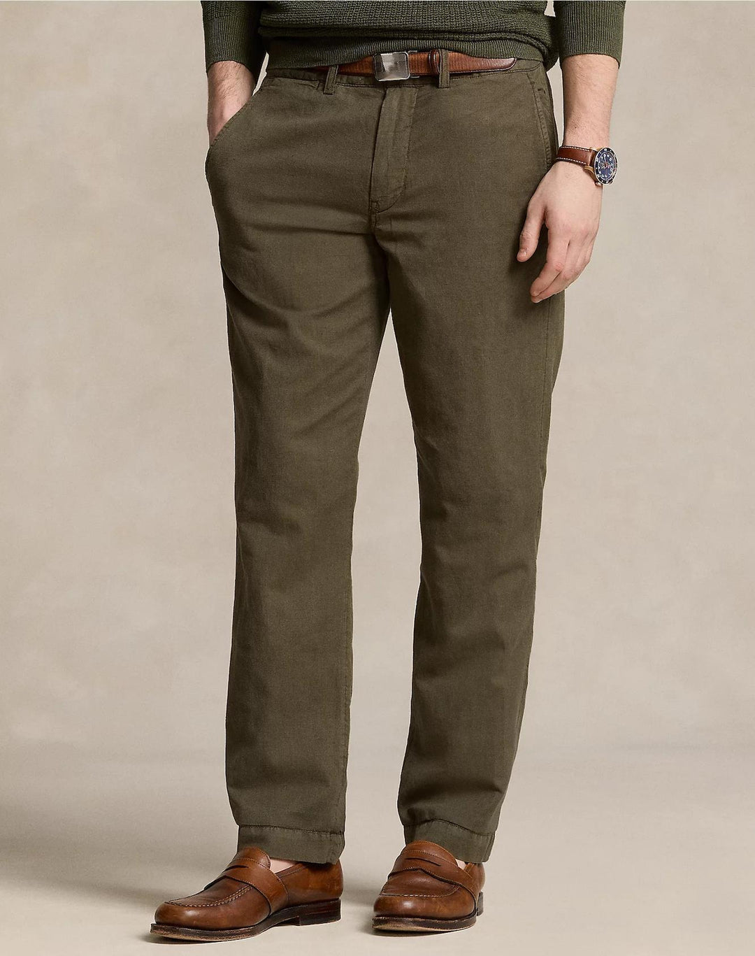 Straight Fit Linen-Cotton Trouser