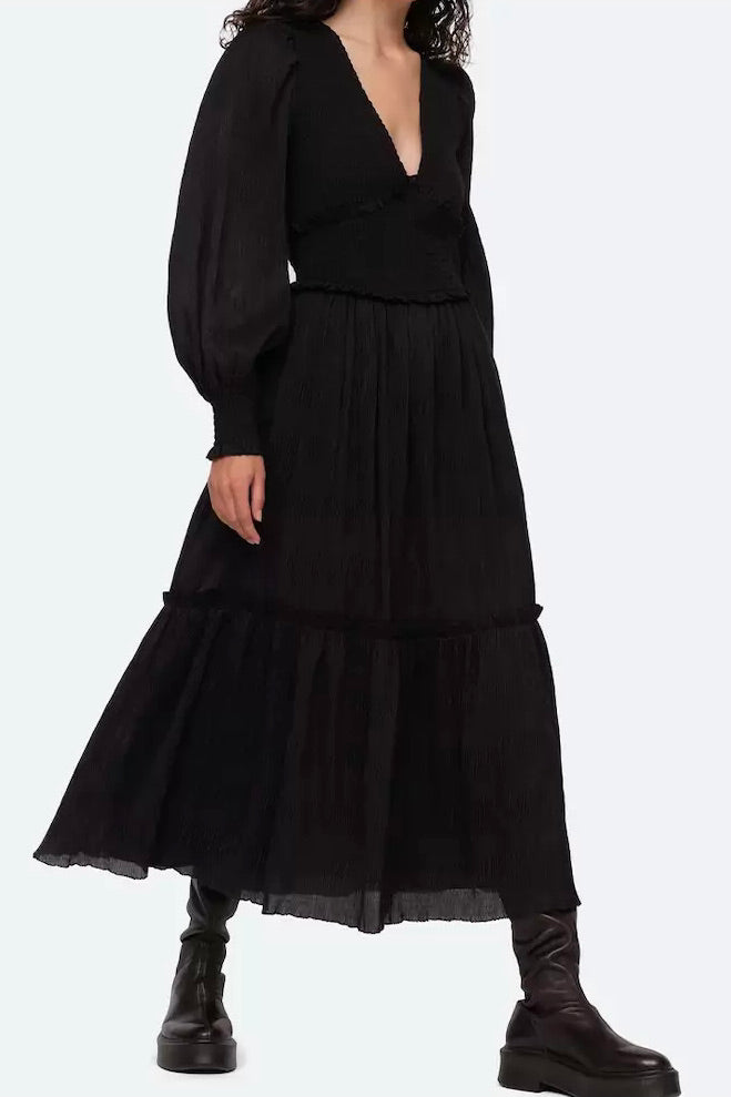 Pasha Pleated L/slv Smocked Dress