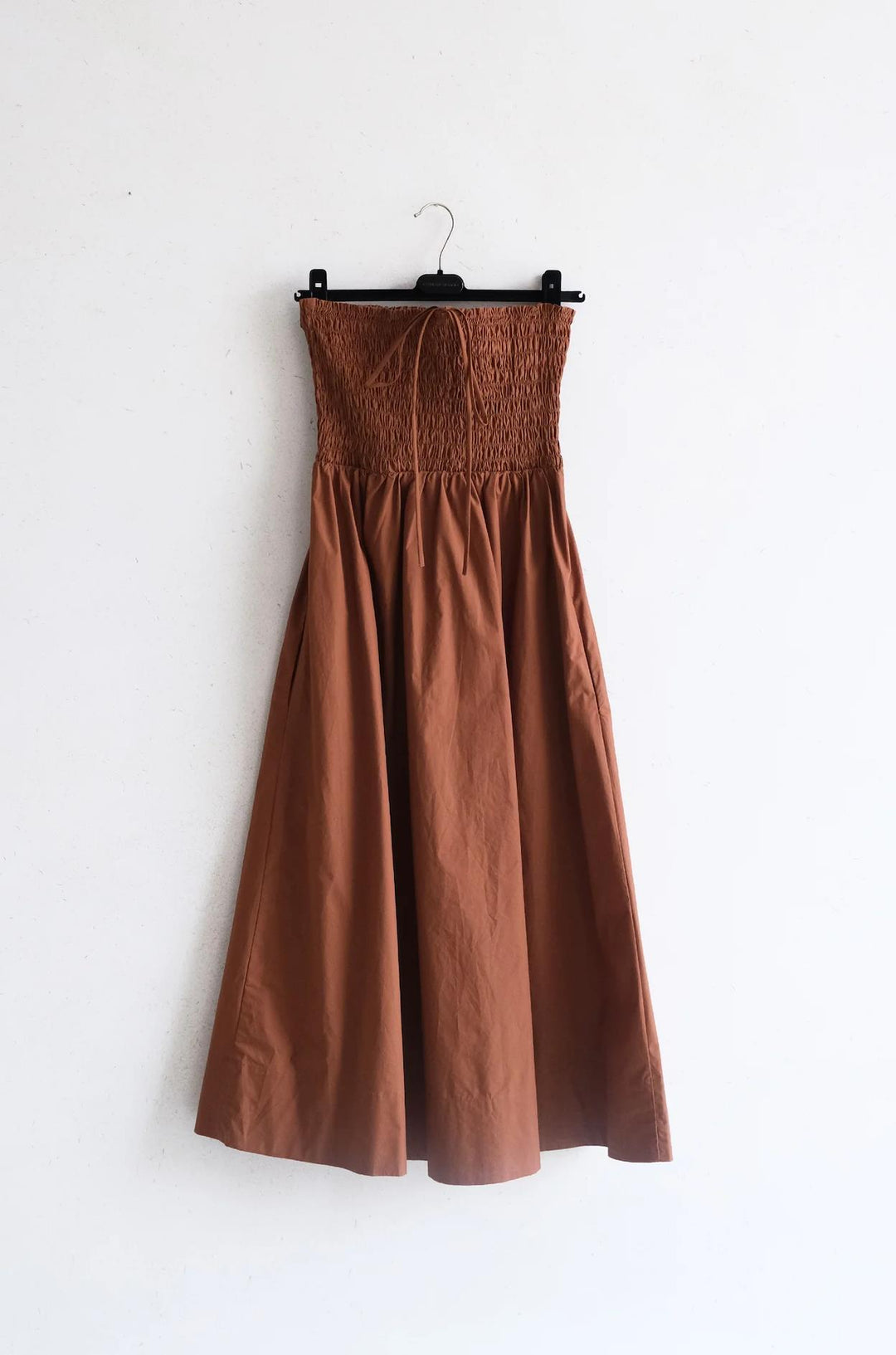Poplin Smocked Dress - Brown