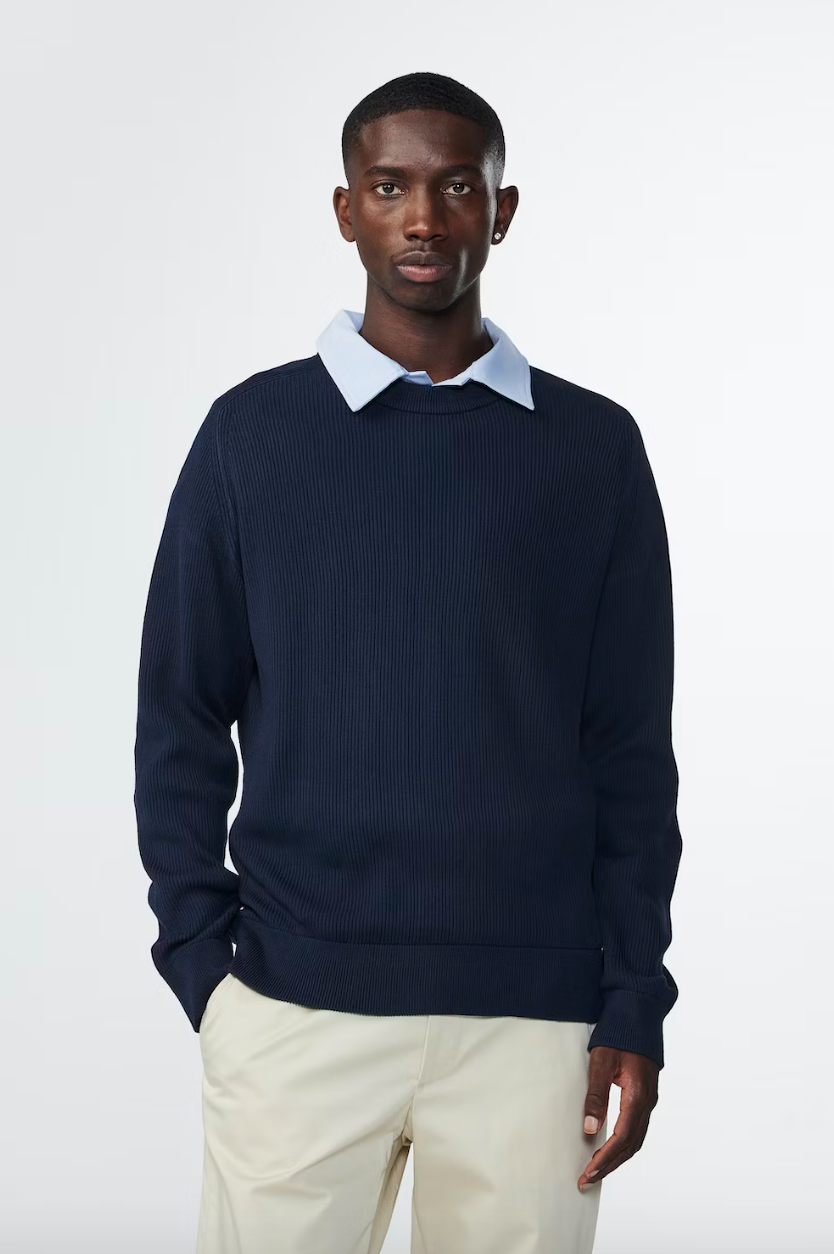 Kevin 6600  Ribbed knitted Sweater - Navy Blue